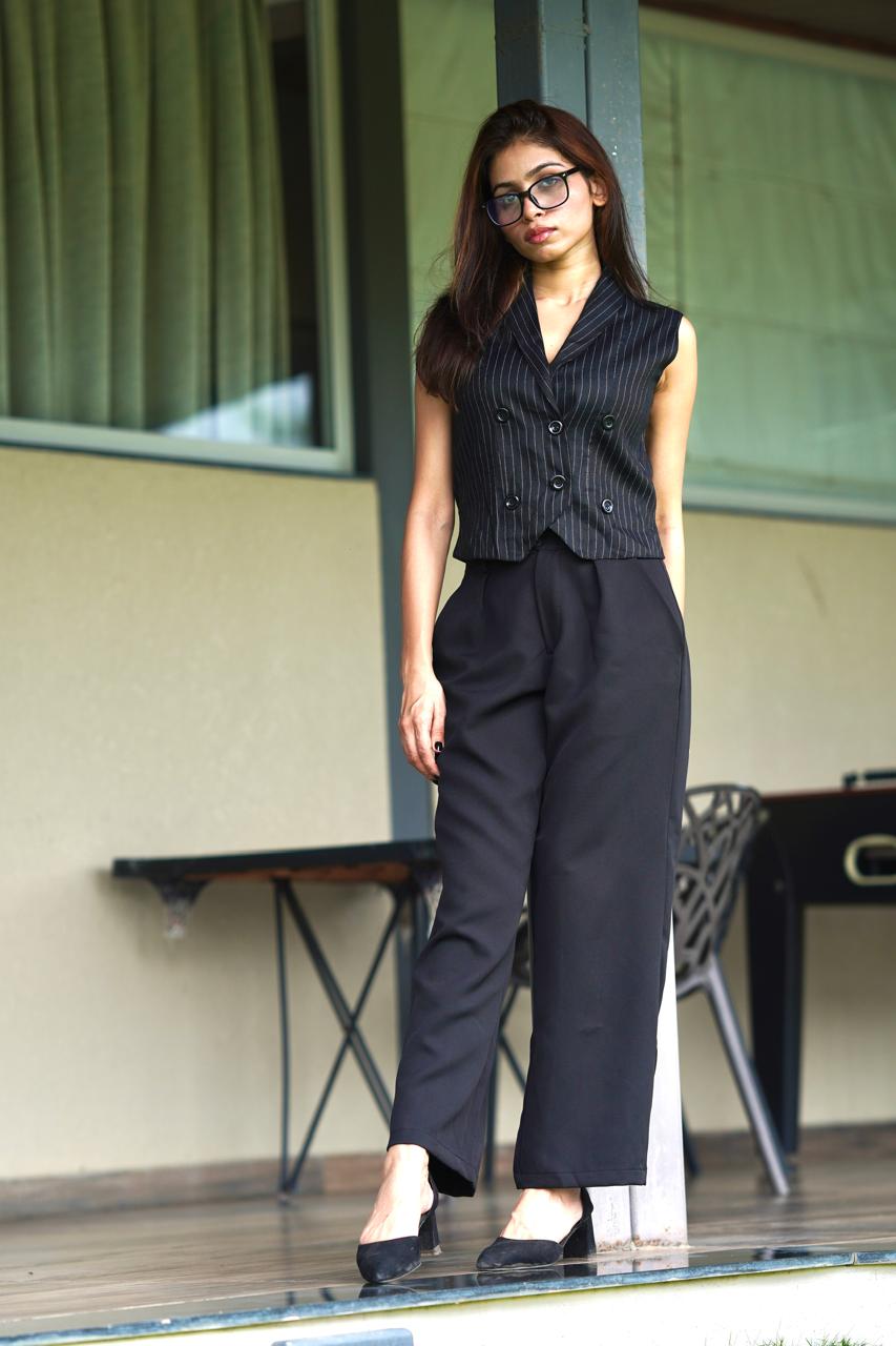 Boss it Striped Waistcoat With Trousers