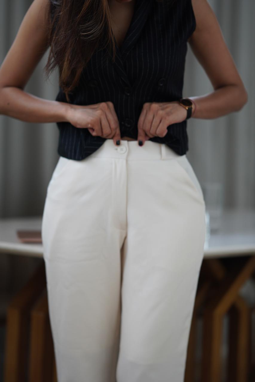Boss It Striped Waistcoat With Off-white Trousers