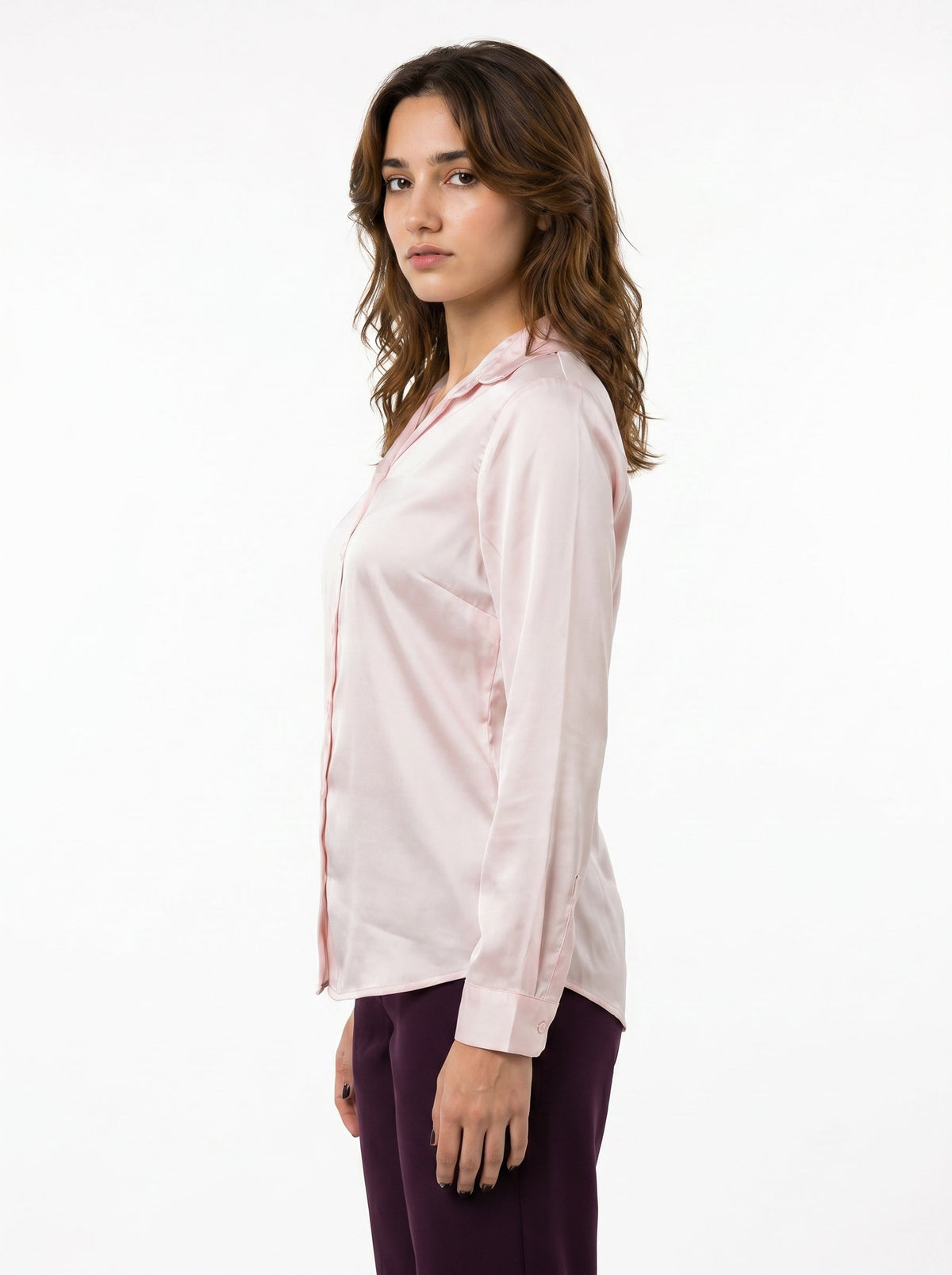 Silky Satin Shirt: Women’s Elegant Blouse : Pink