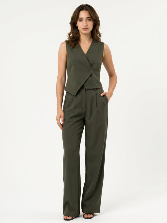 Slash It Waistcoat With Trousers: Olive