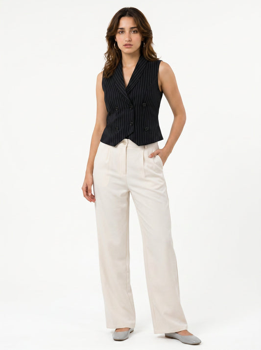 Boss It Striped Waistcoat With Off-white Trousers