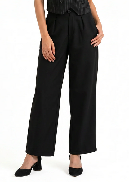 Easy Fit High-Waist Pants : Black
