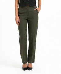 Tailored Fit Mid-waist pants : Olive