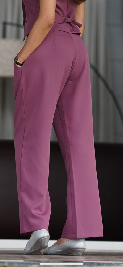 Easy Fit Mid-Waist Pants : Mauve