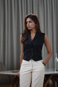 Boss It Striped Waistcoat With Off-white Trousers
