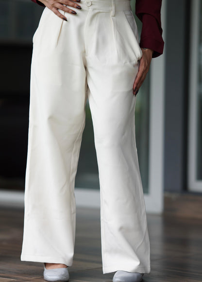 Easy Fit High-Waist Pants : Off-White