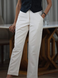 Tailored Fit Mid-waist pants : Off-White