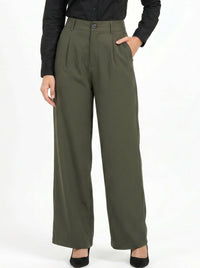 Easy Fit High-Waist Pants : Olive