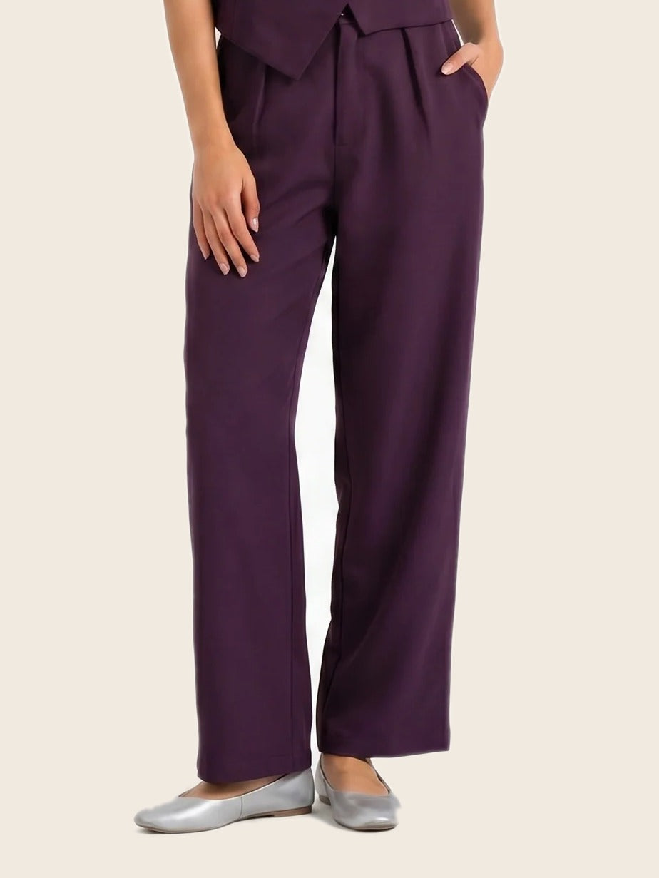 Easy Fit High-Waist Pants Wine - warm bone background