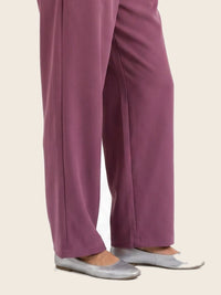 Easy Fit Mid-Waist Pants Mauve - warm bone background