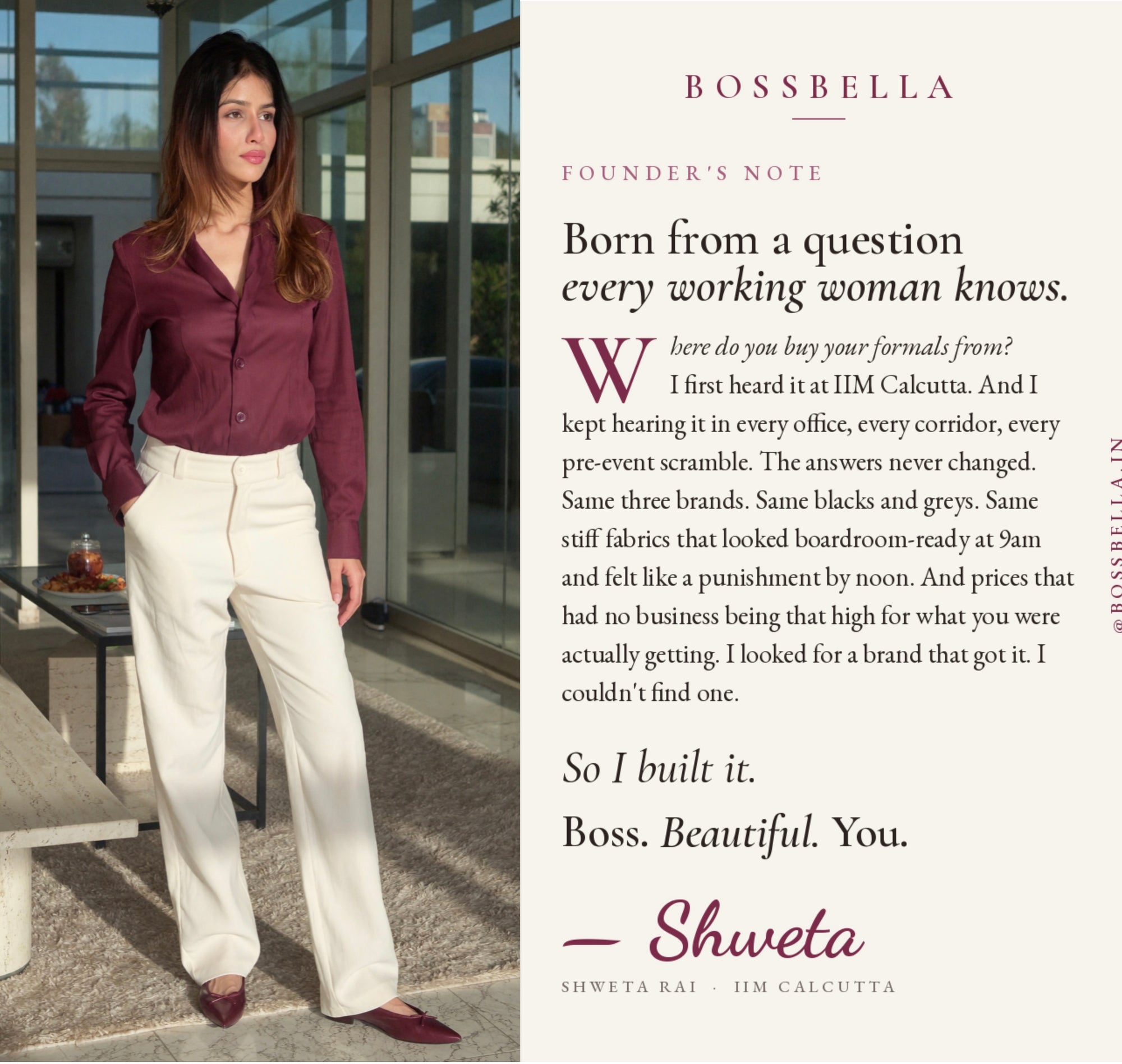 Founder's note from Shweta Rai · IIM Calcutta — So I built it.