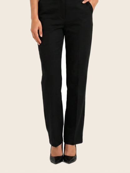 Tailored Fit Mid-waist pants Black - warm bone background