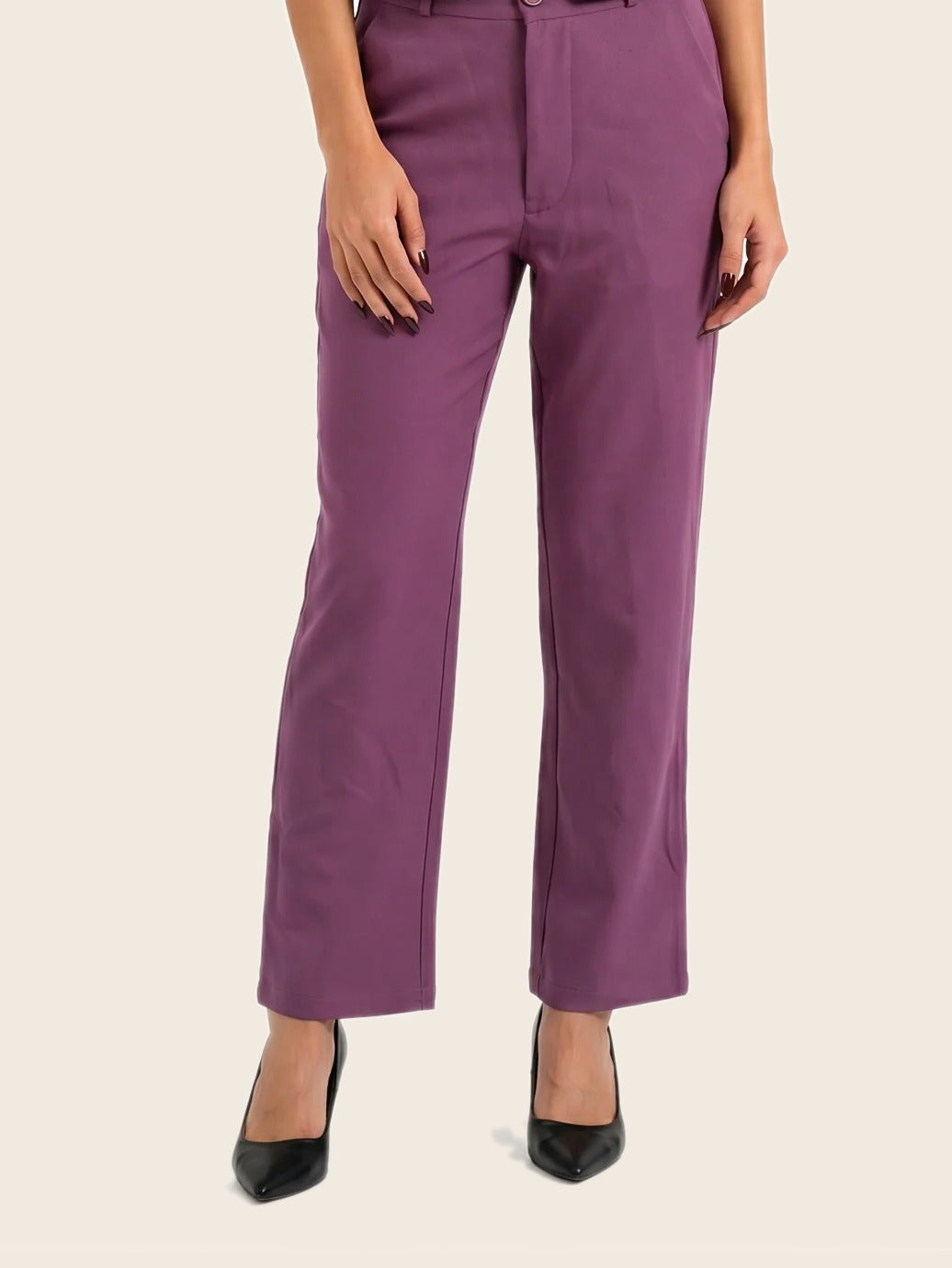 Tailored Fit Mid-waist pants Mauve - warm bone background