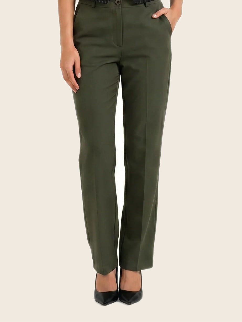 Tailored Fit Mid-waist pants Olive - warm bone background