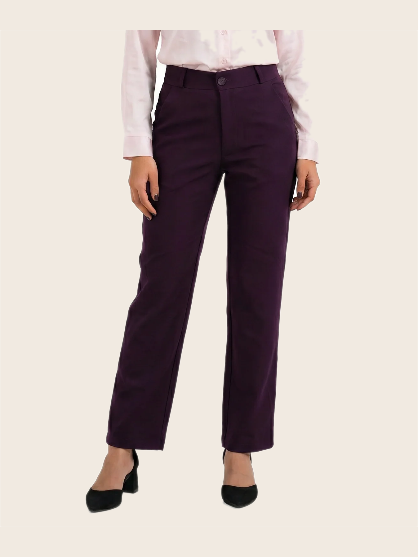 Tailored Fit Mid-waist pants Wine - warm bone background