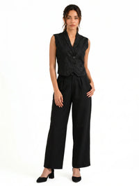 Easy Fit High-Waist Pants : Black