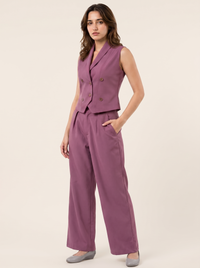 Boss It Waistcoat With Trousers: Mauve on warm bone background