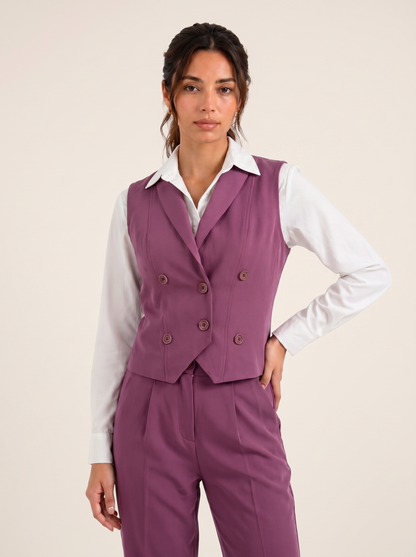 Boss It Waistcoat: Mauve on warm bone background