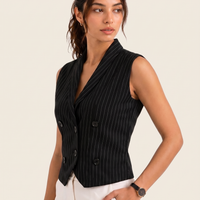 Boss It Waistcoat: Striped on warm bone background