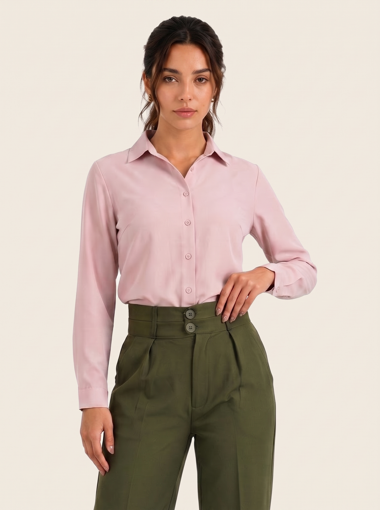 Signature Ultra-Soft Shirt: Soft-Pink on warm bone background