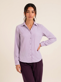 Signature Ultra-Soft Shirt: Lavender on warm bone background
