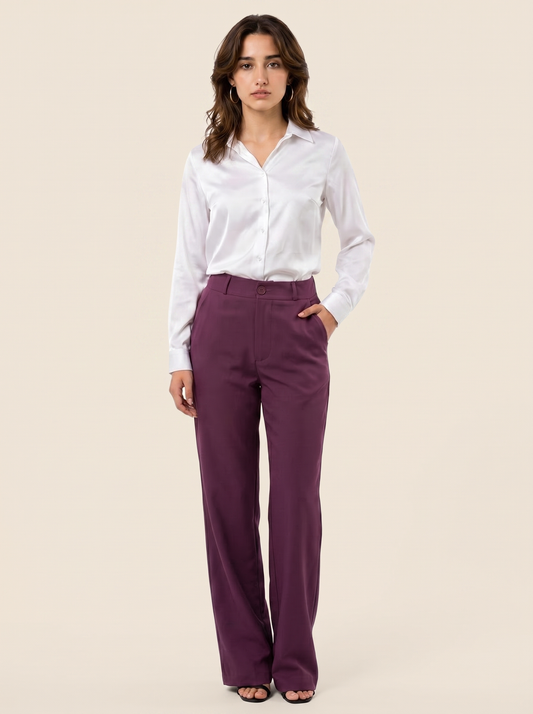 Silky Satin Shirt: White on warm bone background