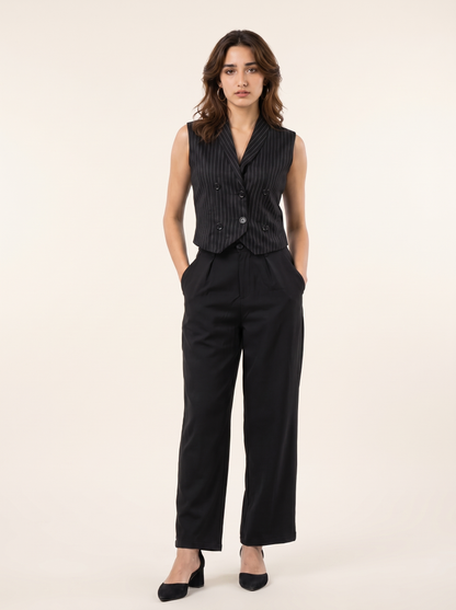 Boss It Waistcoat With Trousers Striped on warm bone