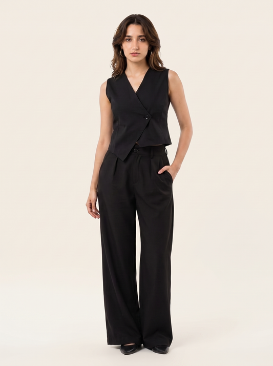 Slash It Waistcoat With Trousers Black on warm bone