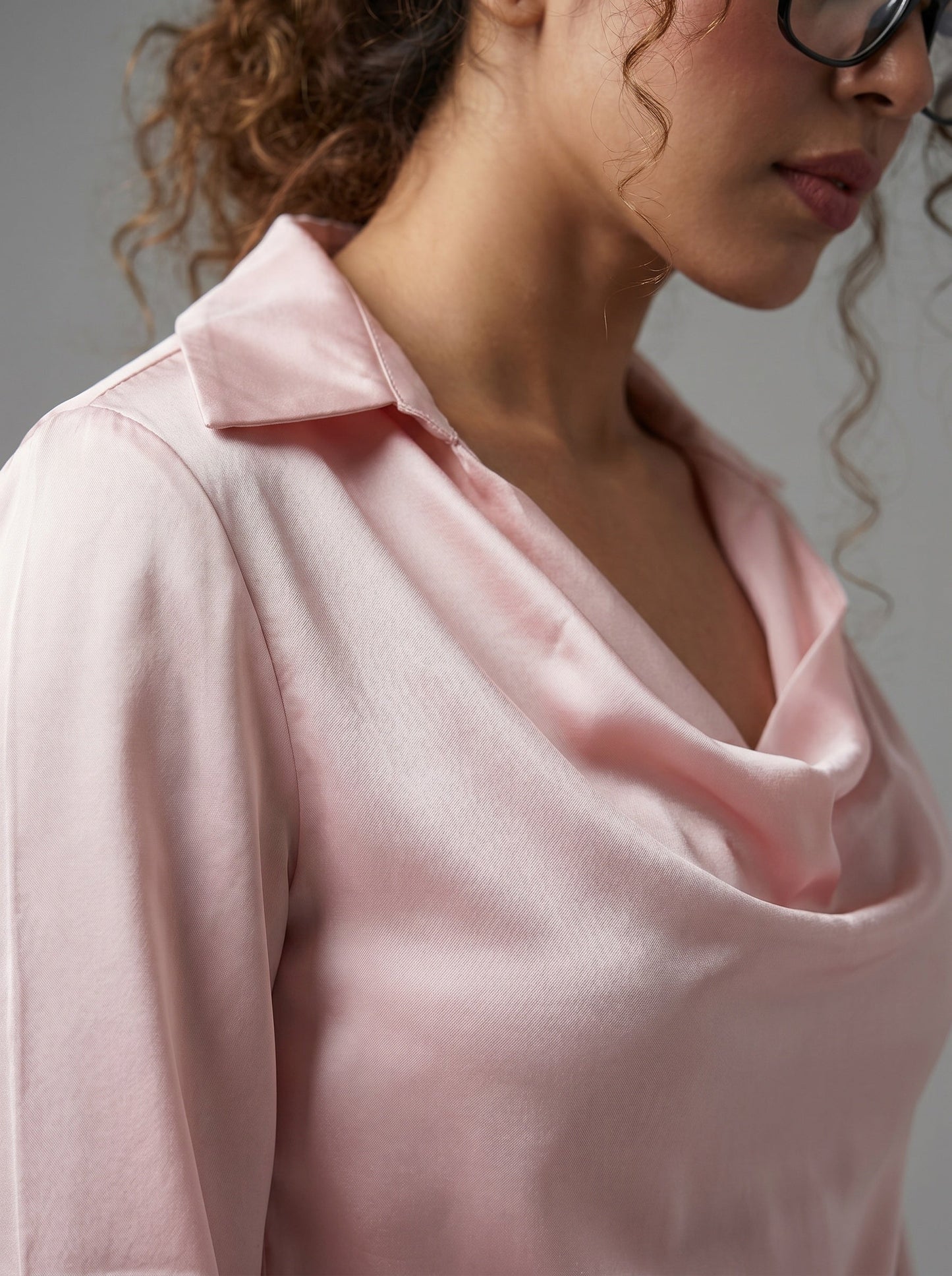 Korean Cowl Neck Shirt: Silky Satin (2 colours)