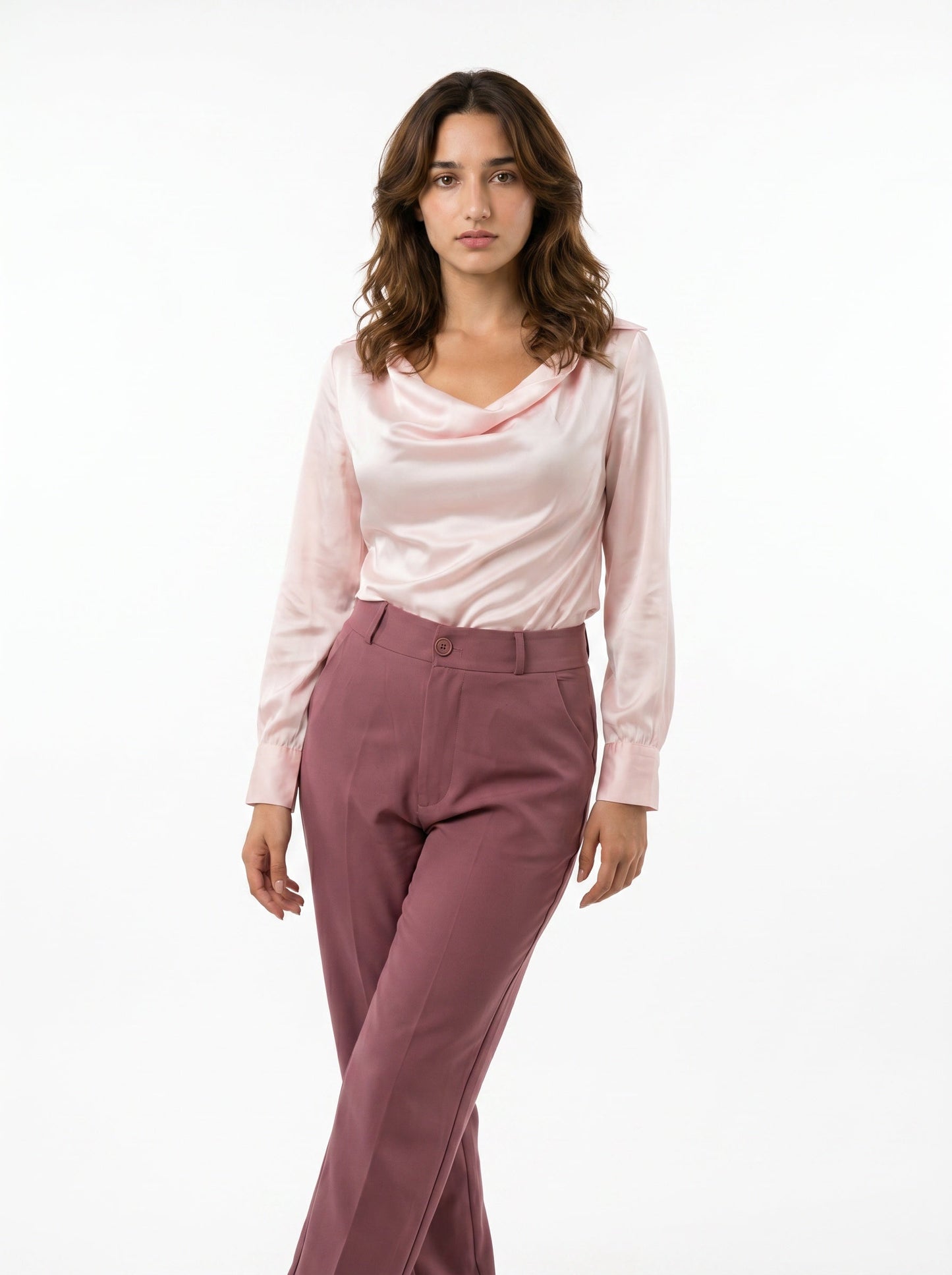 Korean Cowl Neck Shirt: Silky Satin (2 colours)