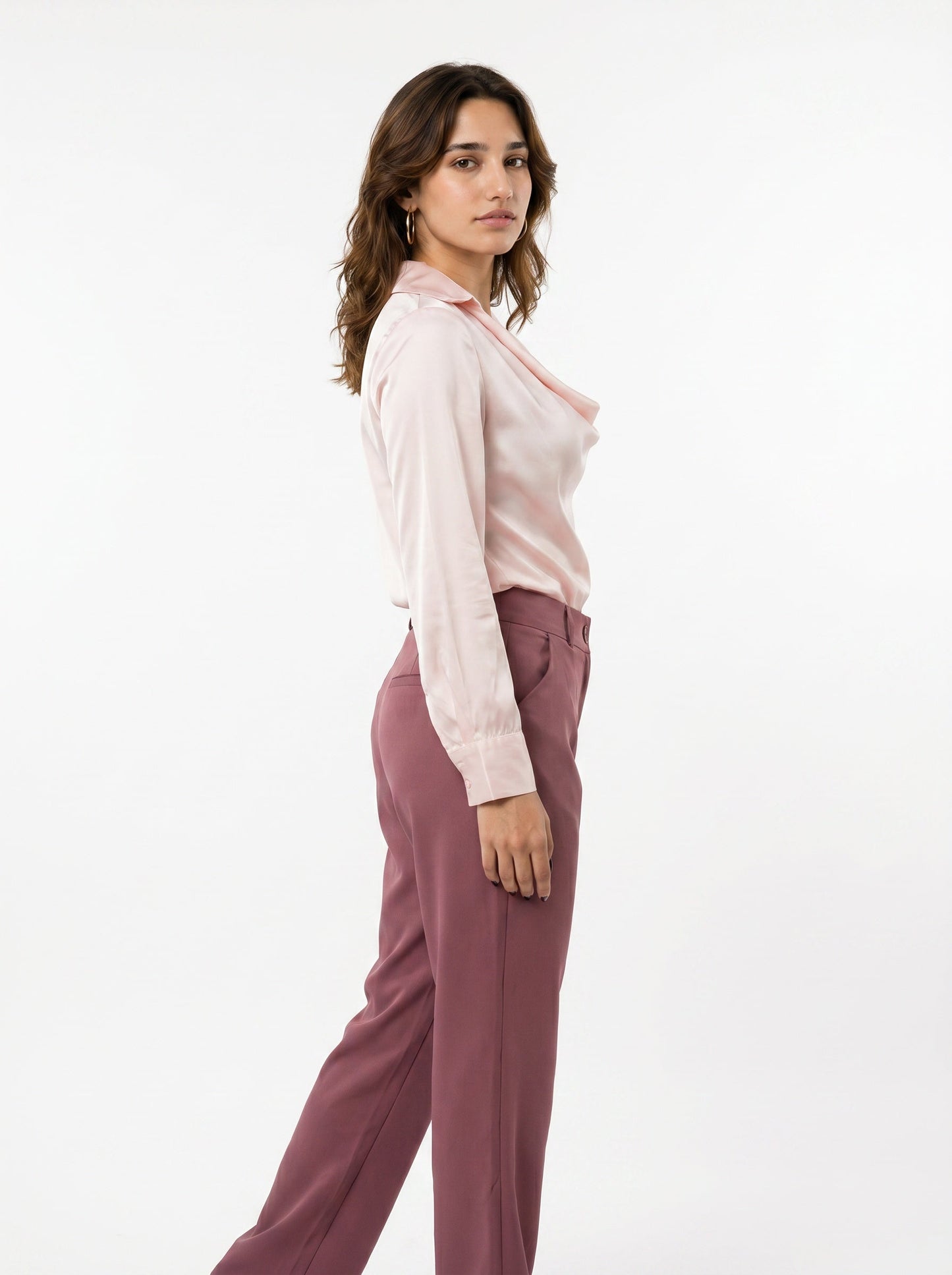 Korean Cowl Neck Shirt: Silky Satin (2 colours)