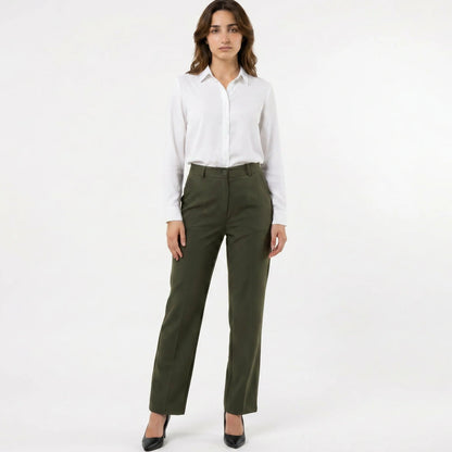 Tailored Fit Mid-waist pants : Olive