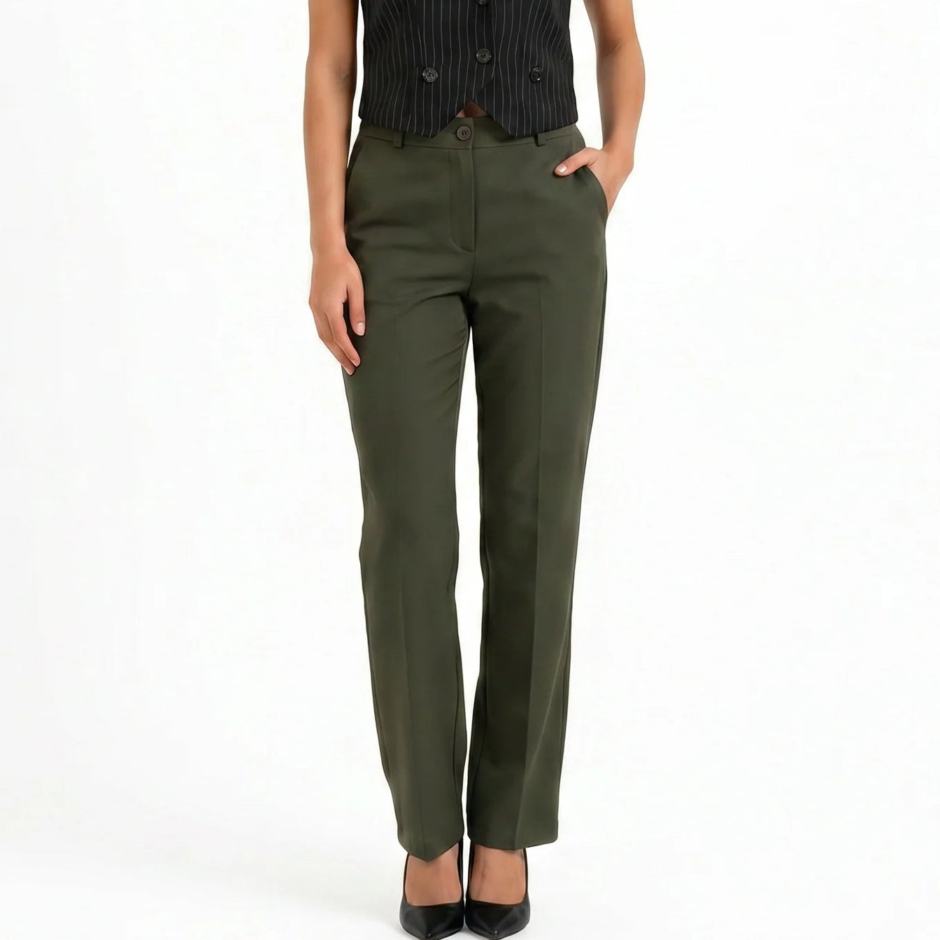 Tailored Fit High-waist pant : Olive