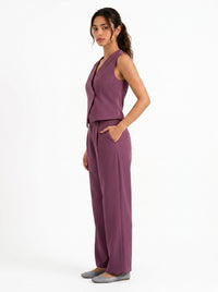 Easy Fit High-Waist Pants : Mauve