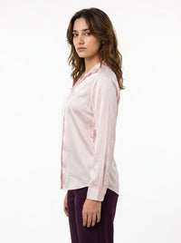 Silky Satin Shirt: Women’s Elegant Blouse : Pink