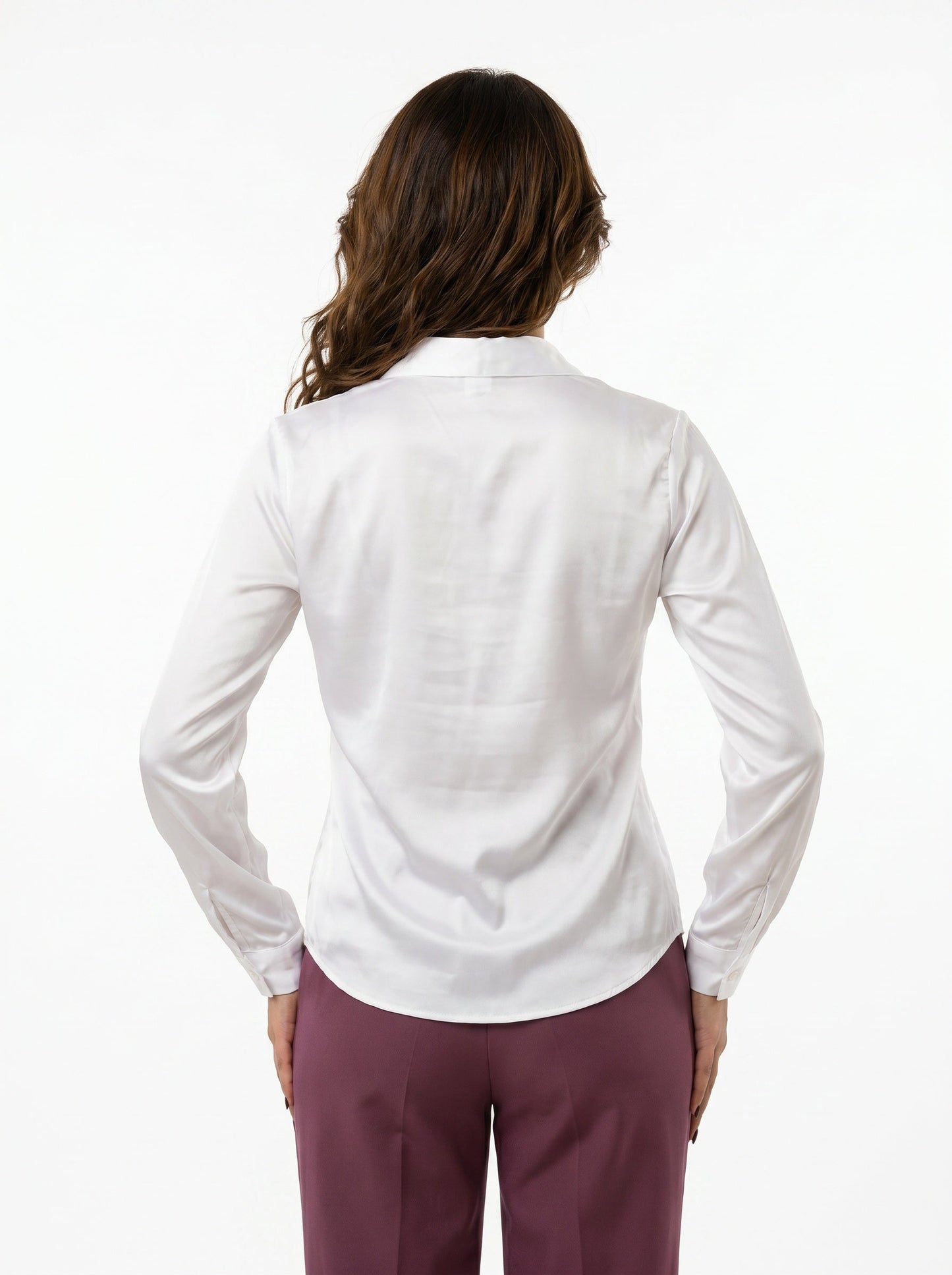 Silky Satin Shirt: Women’s Elegant Blouse : White