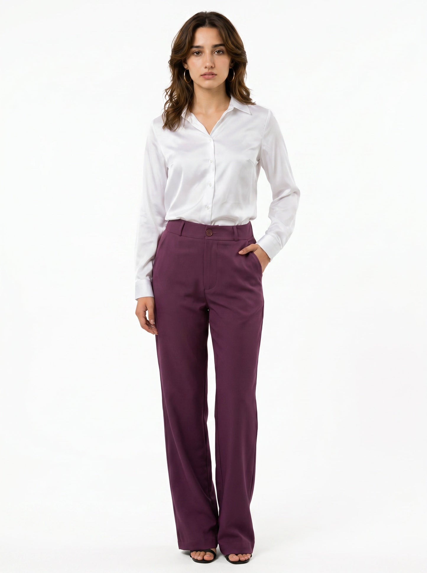 Silky Satin Shirt: Women’s Elegant Blouse : White