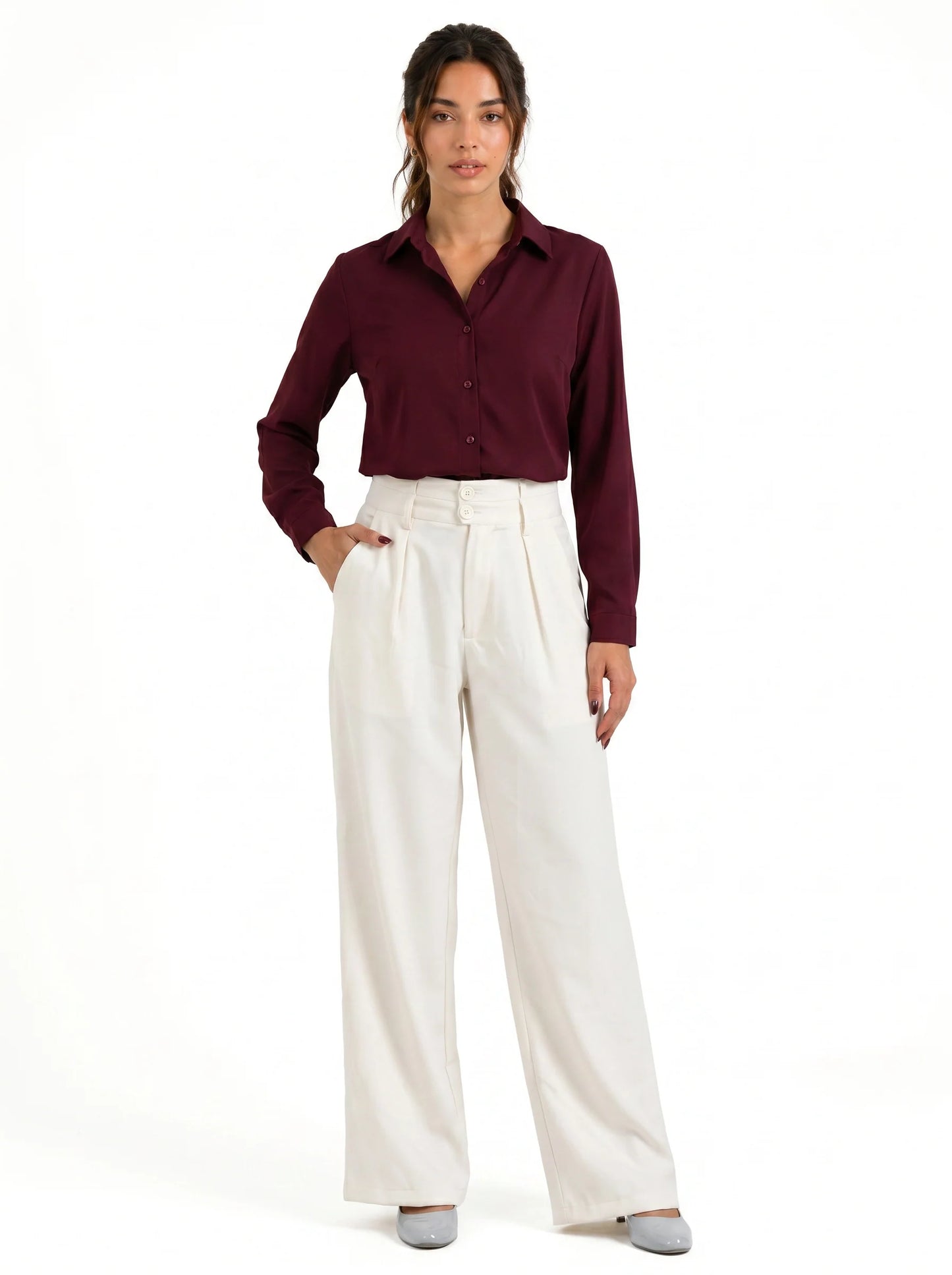 Snatch It: High-waist pants- Off-white