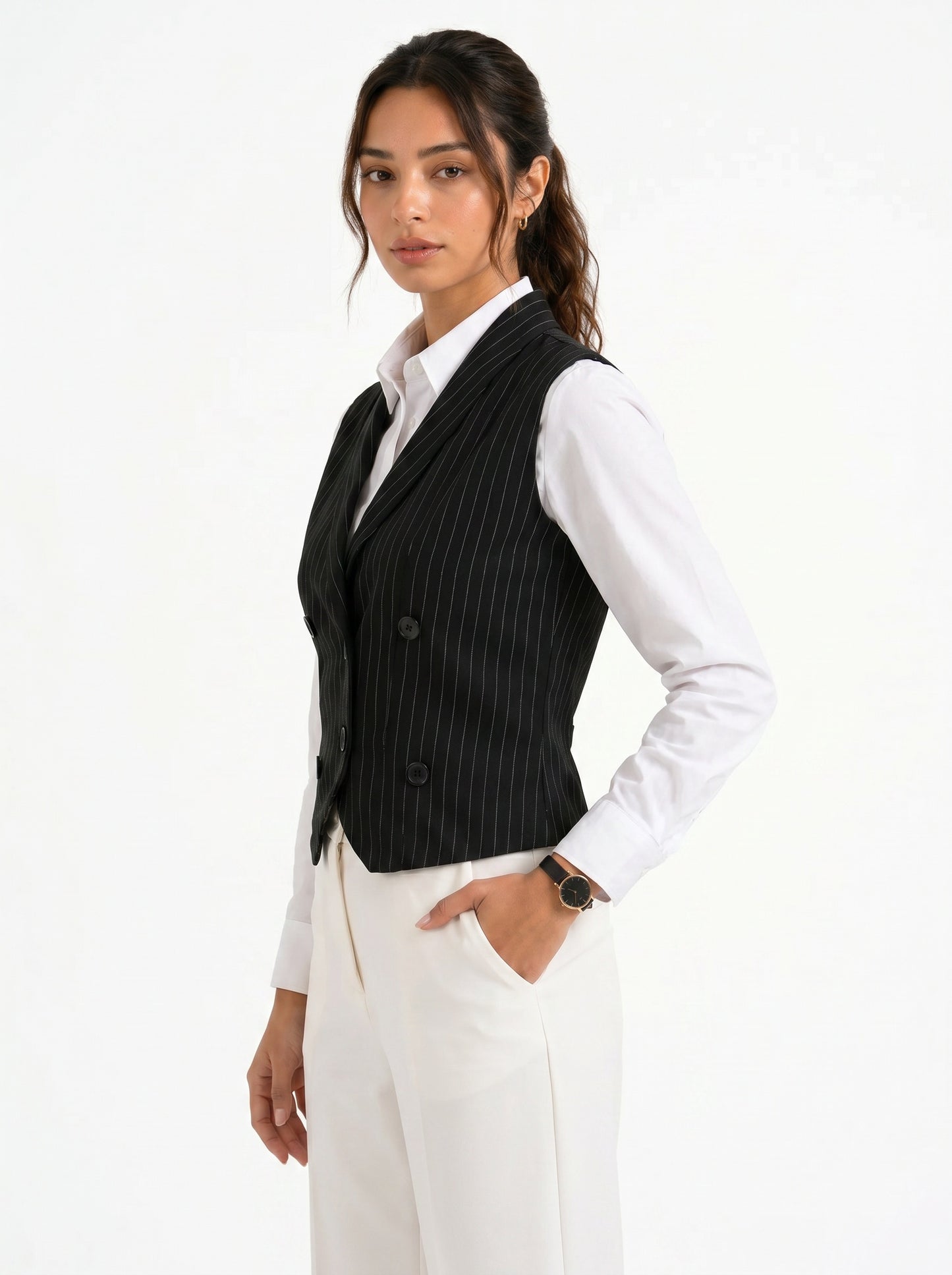 Boss It Striped Waistcoat With Off-white Trousers