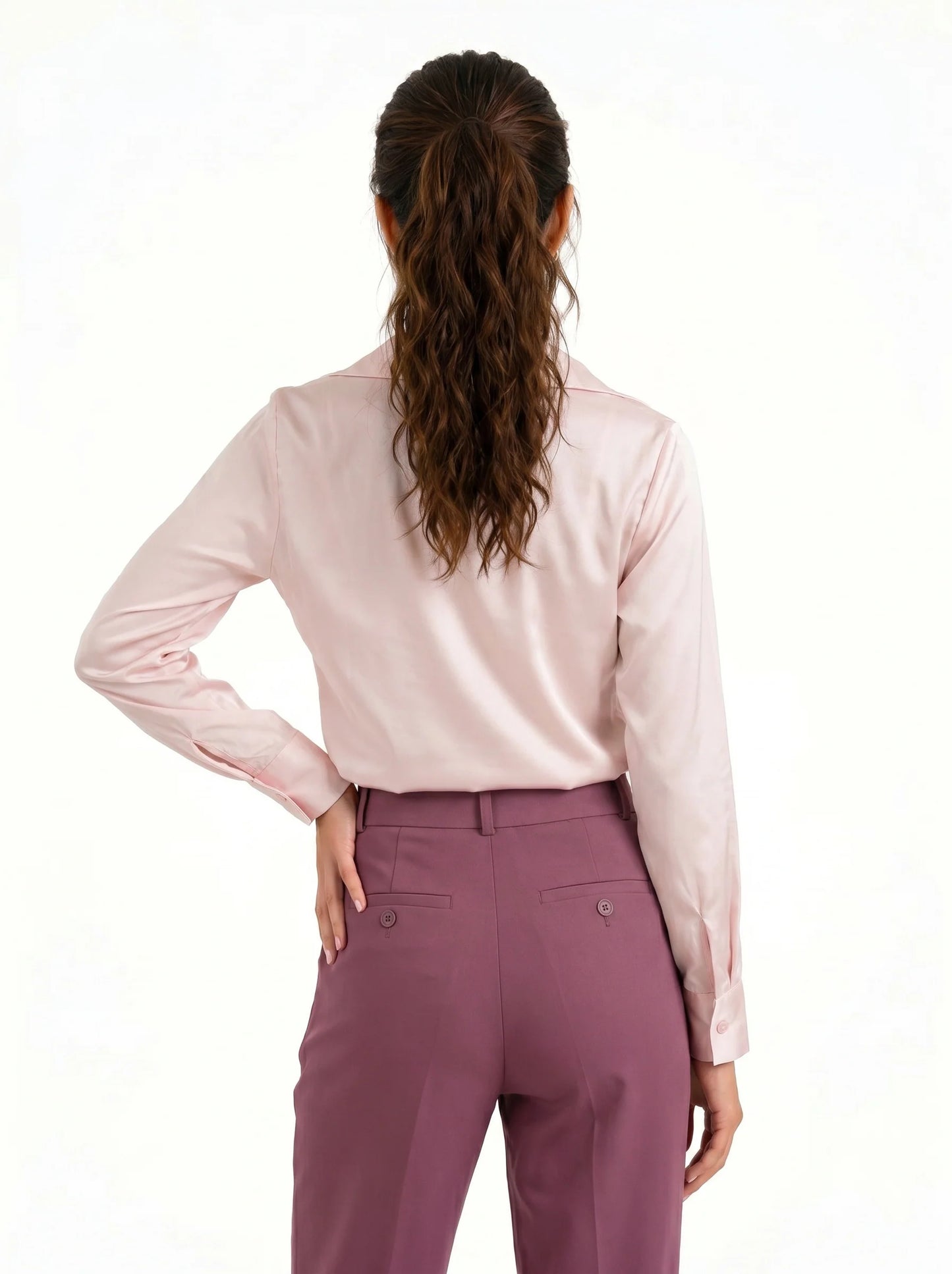 Korean Cowl Neck Shirt: Silky Pink