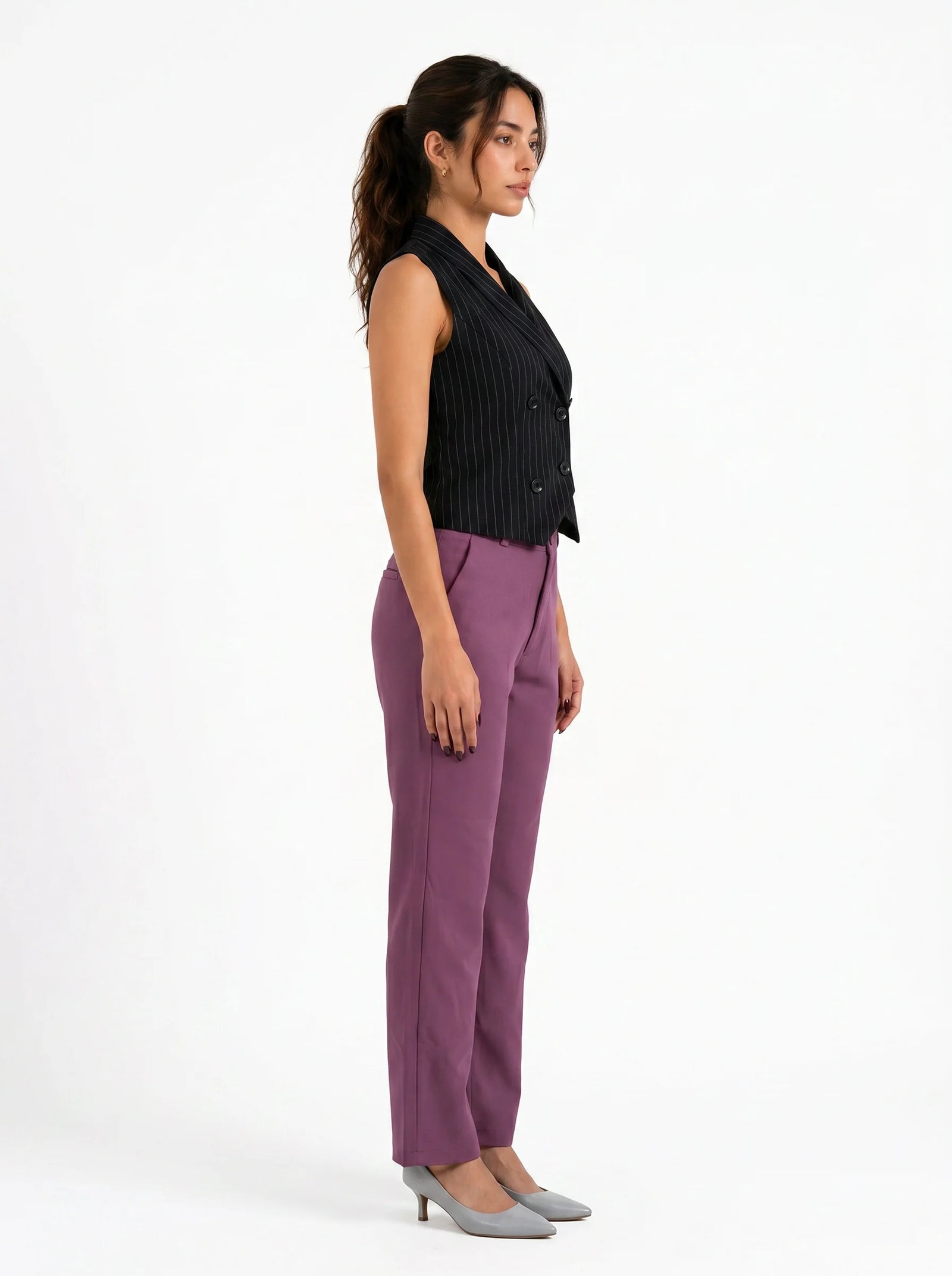 Tailored Fit High-waist pant : Mauve