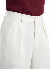 Easy Fit Mid-Waist Pants : Off-White