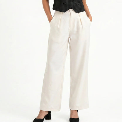 Easy Fit High-Waist Pants : Off-White
