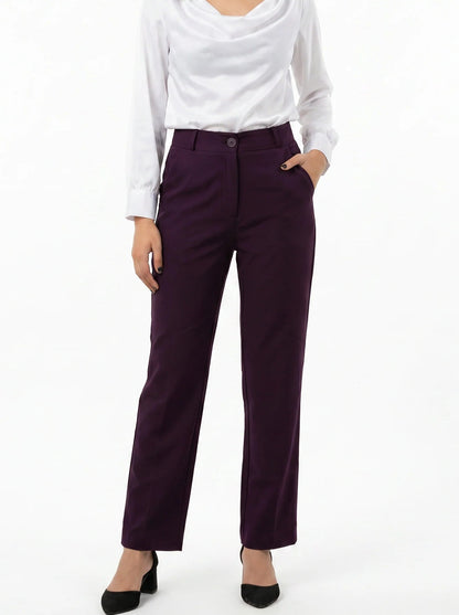 Tailored Fit Mid-waist pants : Wine