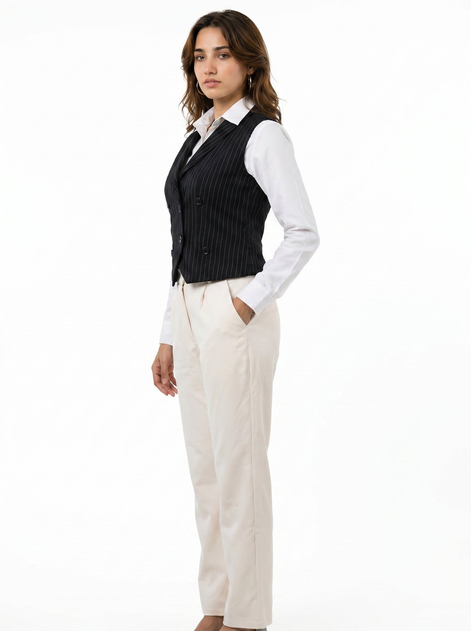 Boss It Striped Waistcoat With Off-white Trousers